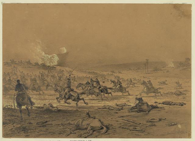 "A Cavalry Charge" by Edwin Forbes. (LOC)